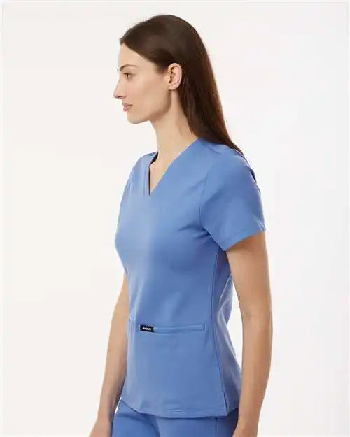 Jaanuu W30003 Women’s Cesi Ultrasoft Scrub V-neck Top - Ceil Blue