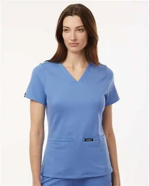 Jaanuu W30003 Women’s Cesi Ultrasoft Scrub V-neck Top - Ceil Blue
