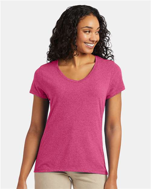 Jazzberry Pink Triblend Perfect-T Women’s Triblend V-Neck T-Shirt - 42VT