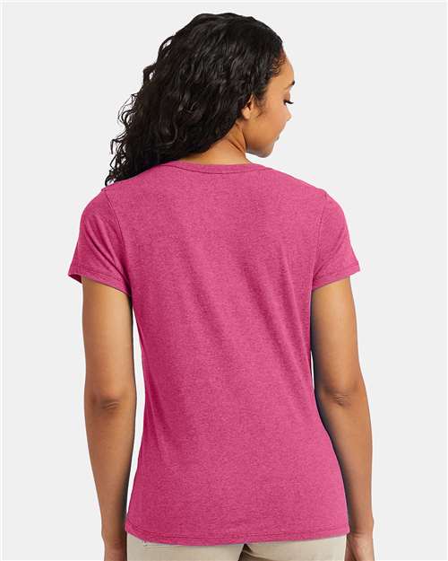 Jazzberry Pink Triblend Perfect-T Women’s Triblend V-Neck T-Shirt - 42VT