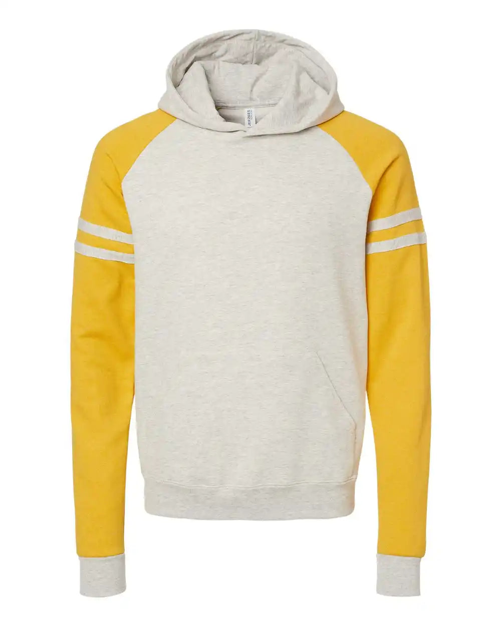 Jerzees 97cr Nublend® Varsity Colorblocked Raglan Hooded Sweatshirt - Oatmeal Heather Mustard - Heather/ / s