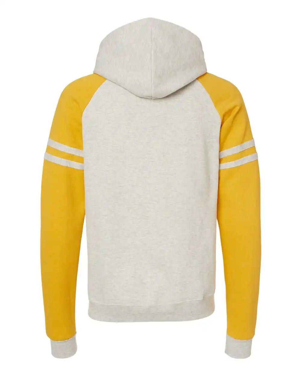 Jerzees 97cr Nublend® Varsity Colorblocked Raglan Hooded Sweatshirt - Oatmeal Heather Mustard