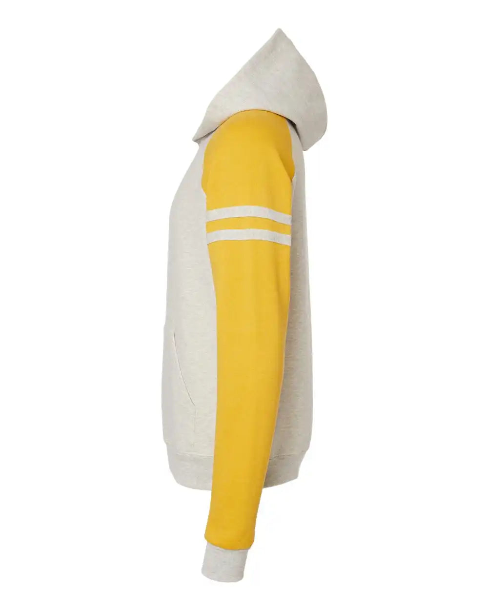 Jerzees 97cr Nublend® Varsity Colorblocked Raglan Hooded Sweatshirt - Oatmeal Heather Mustard