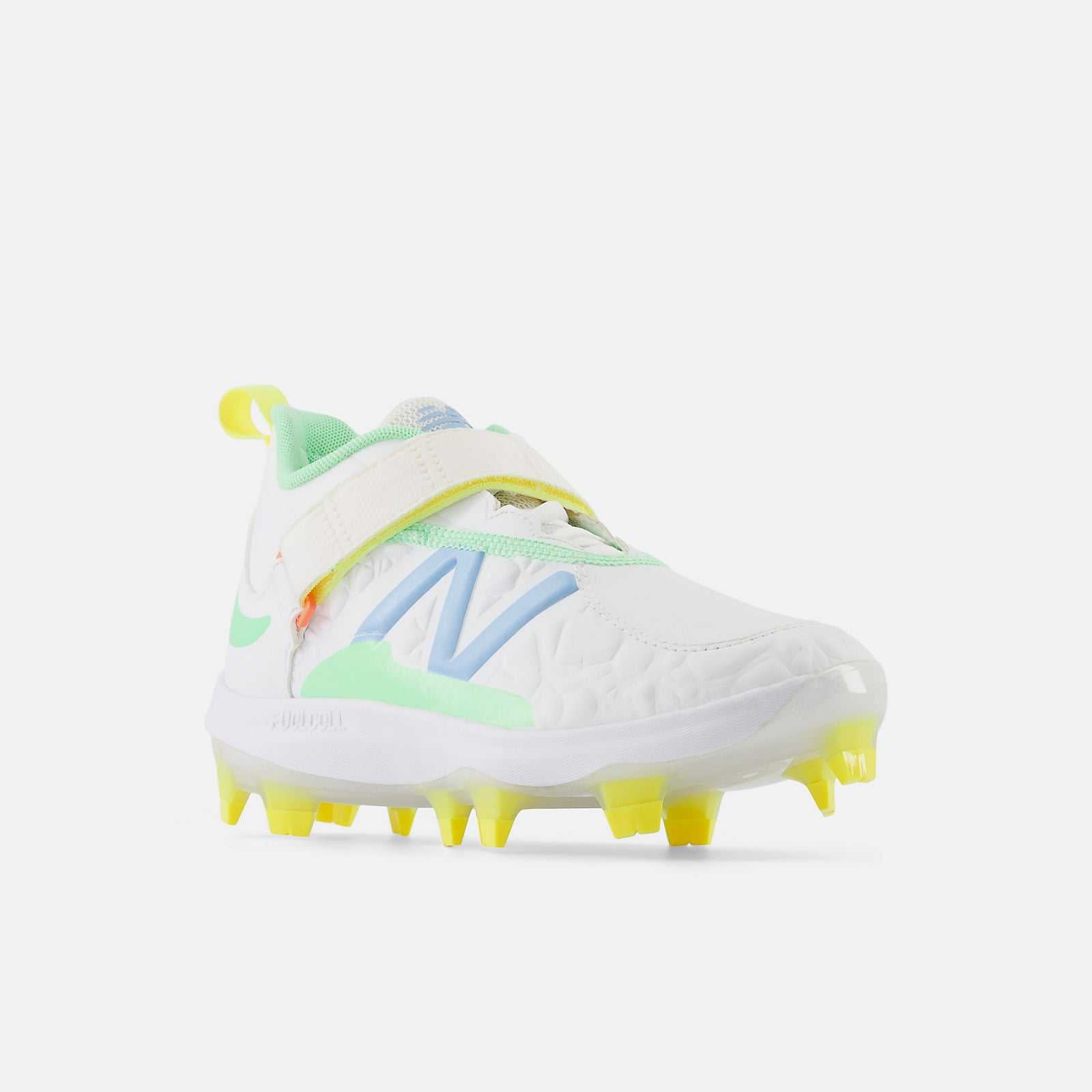 New Balance FuelCell Lindor 2 Youth Baseball Cleats - Optic White Neon Dragonfly Electric Jade - HIT a Double - 1