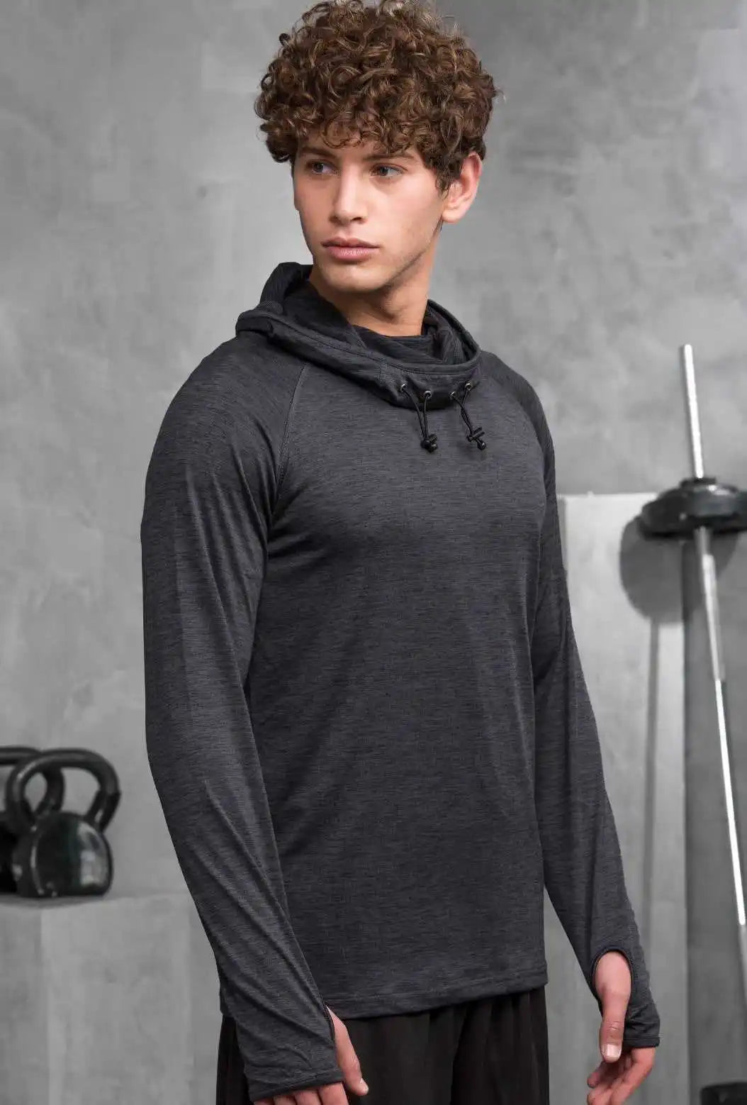 Just Cool Jca037 Mens Cowl Neck Top - Black Melange
