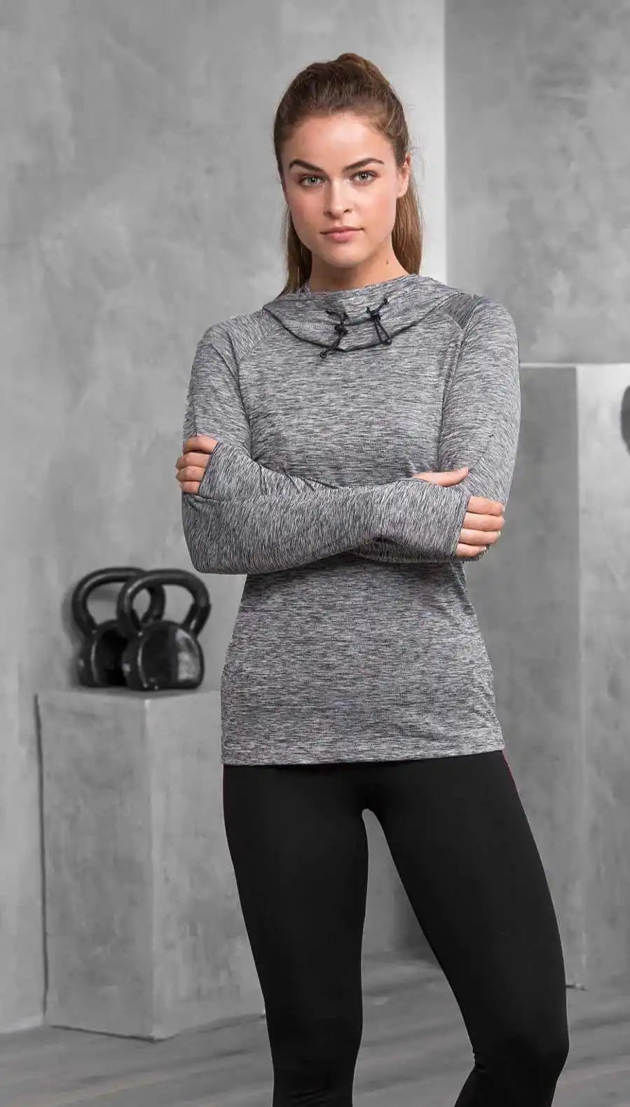 Just Cool Jca038 Ladies Cowl Neck Top - Grey Melange