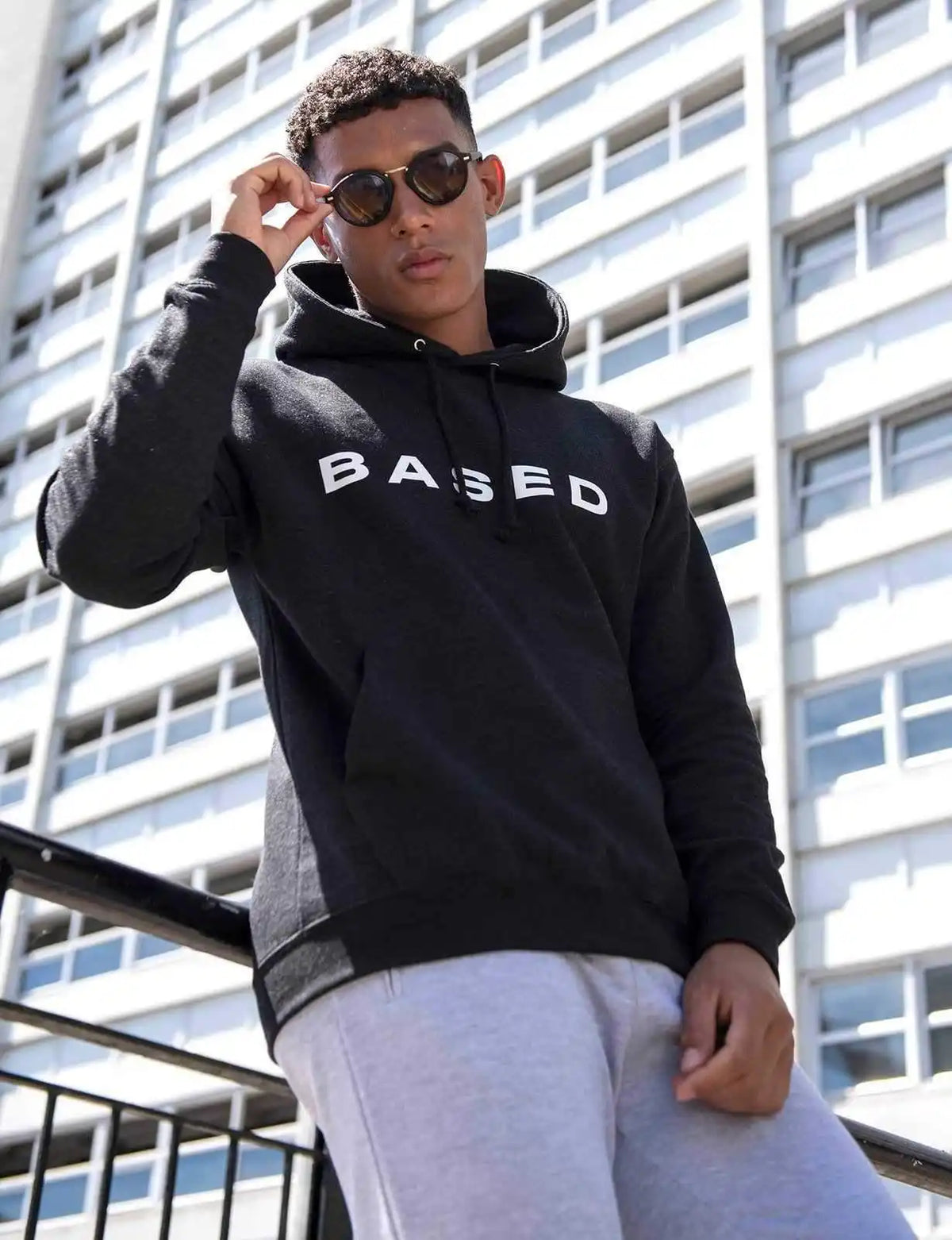 Just Hoods Jha001 College Hoodie - Black Smoke