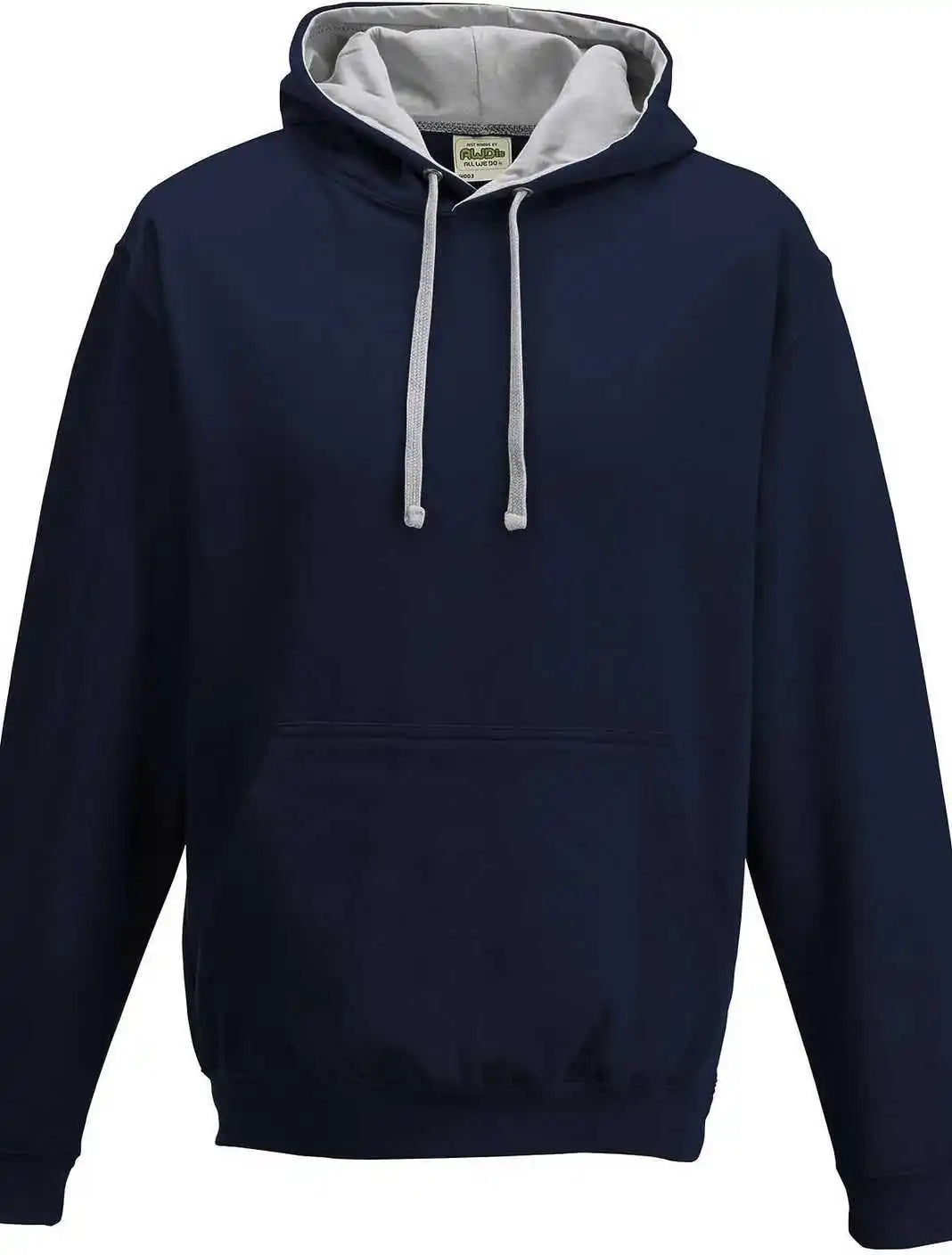 Just Hoods Jha003 Varsity Contrast Hoodie - French Navy Heather Gray