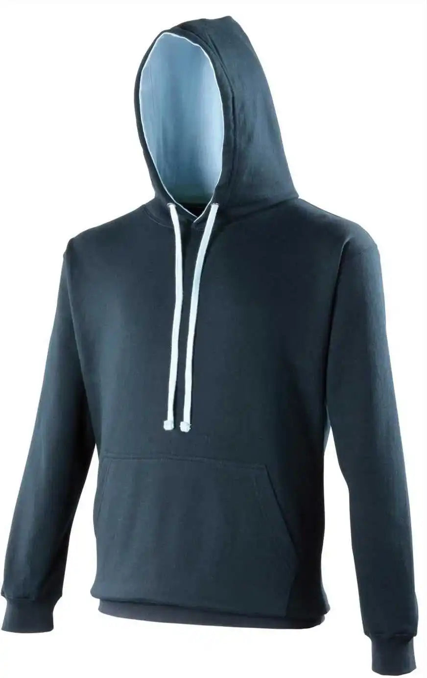 Just Hoods Jha003 Varsity Contrast Hoodie - French Navy Sky Blue