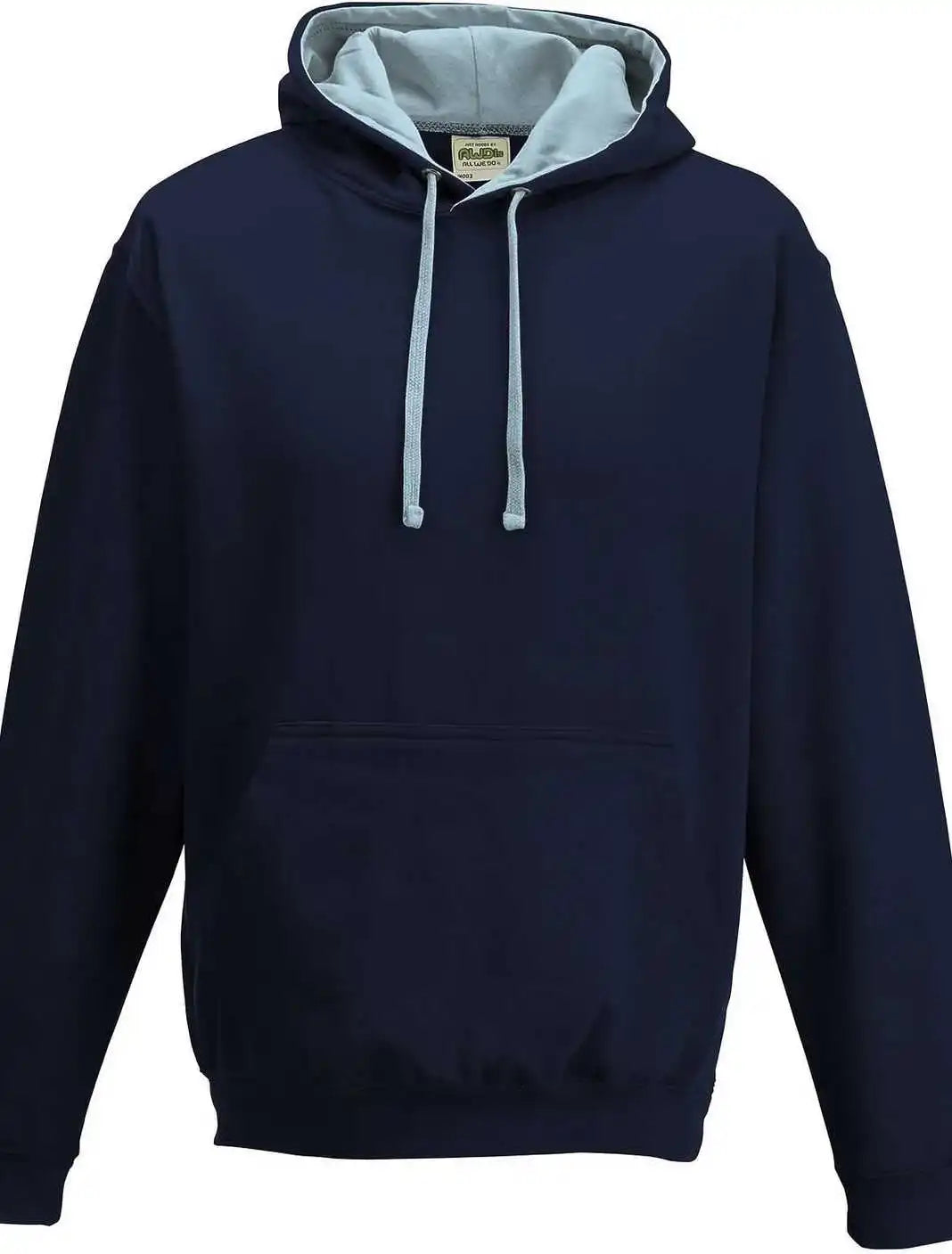 Just Hoods Jha003 Varsity Contrast Hoodie - French Navy Sky Blue