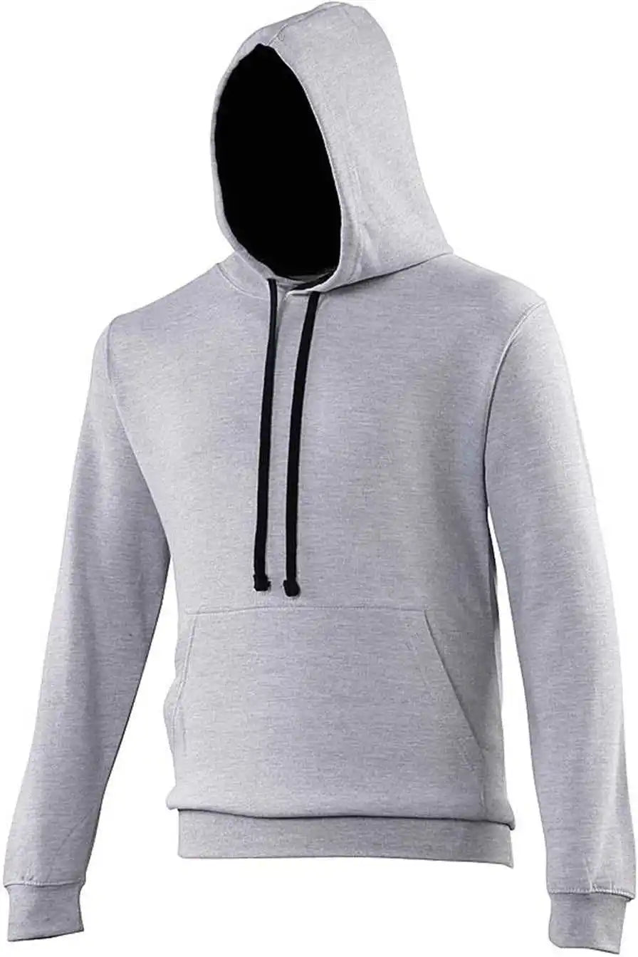 Just Hoods Jha003 Varsity Contrast Hoodie - Heather Gray French Navy