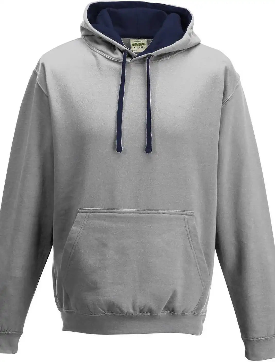 Just Hoods Jha003 Varsity Contrast Hoodie - Heather Gray French Navy