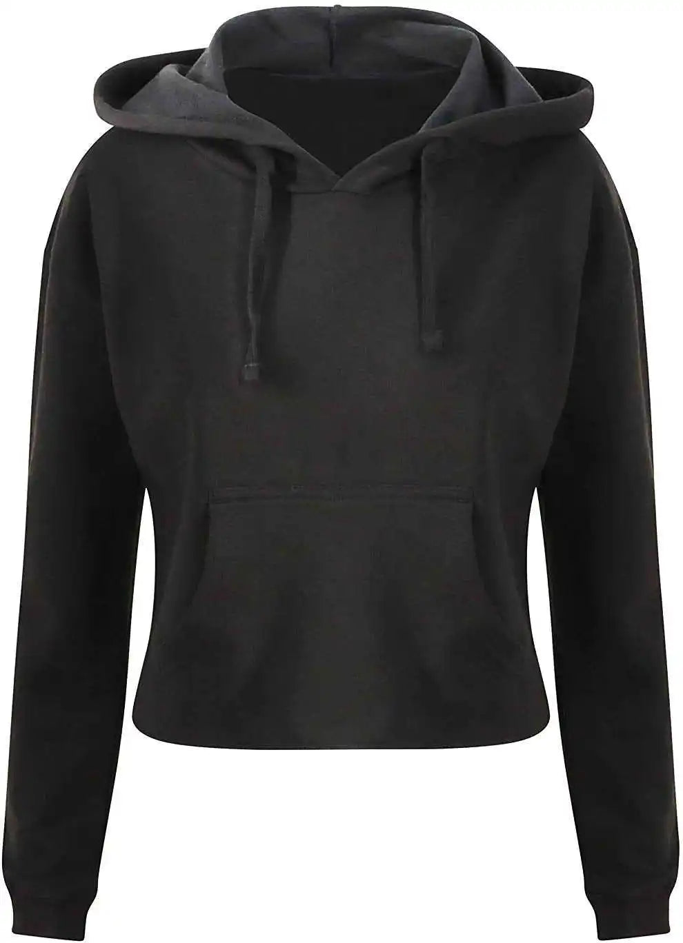 Just Hoods Jha016 Girlie Cropped Hoodie - Jet Black