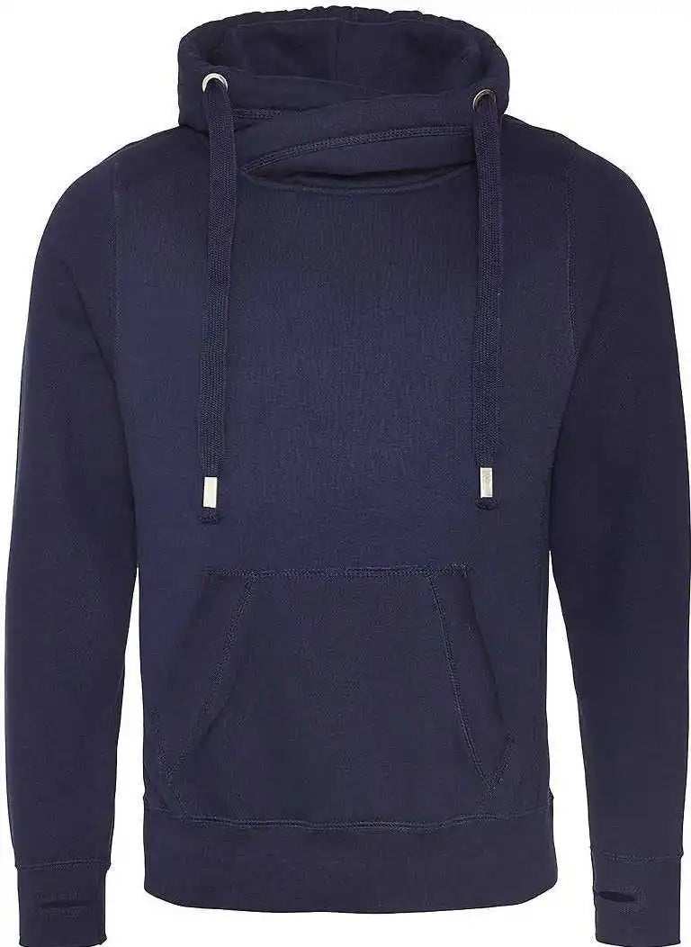 Just Hoods Jha021 Cross Neck Hoodie Oxford Navy