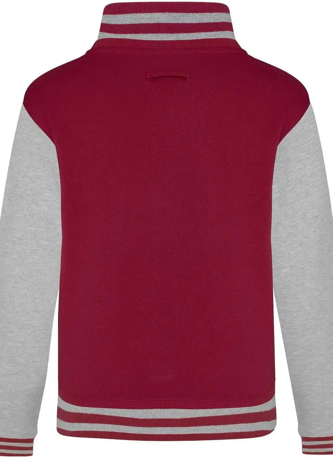 Just Hoods Jhy043 Youth Letterman Jacket - Fire Red Heather Gray