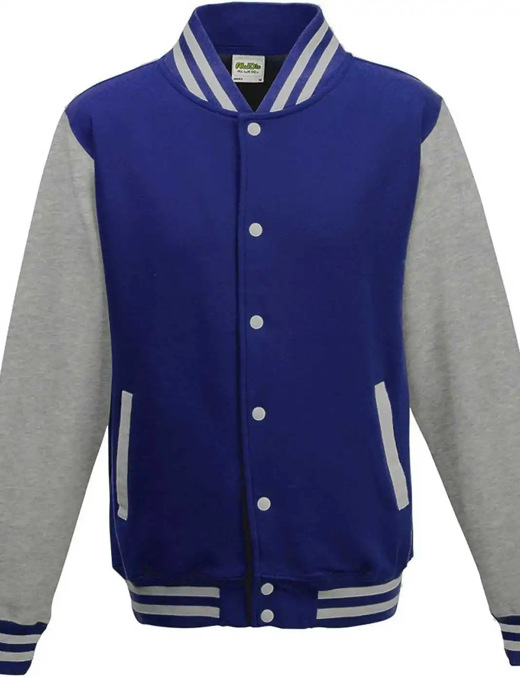 Just Hoods Jhy043 Youth Letterman Jacket - Royal Blue Heather Gray