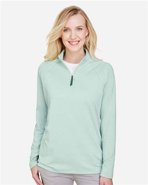 Kelly Green Women's CrownLux Performance® Clubhouse Micro-Stripe Quarter-Zip Pullover - DG480W