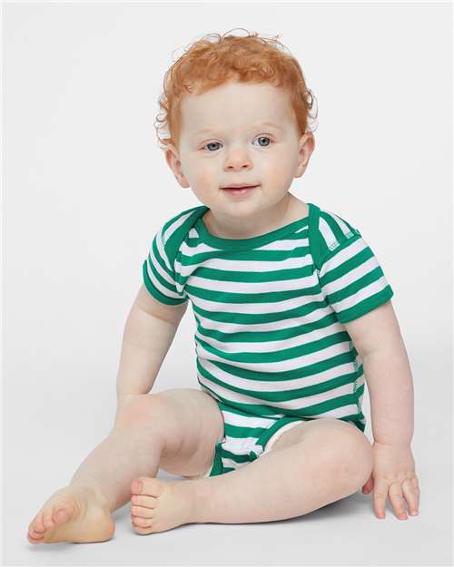 Kelly/ White Stripe Infant Baby Rib Bodysuit - 4400