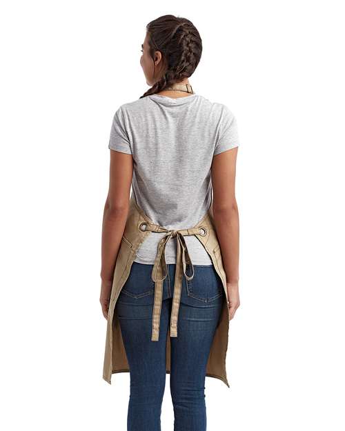 Khaki/ Brown Barley Recycled Bib Apron with Pocket - RP121
