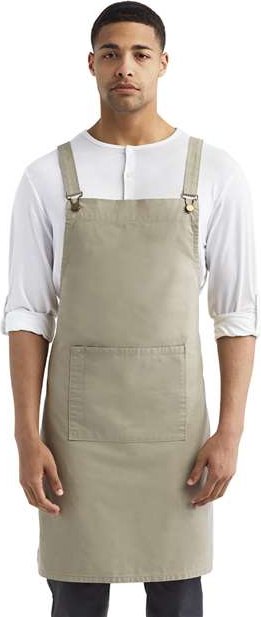 Khaki Cross Back Barista Apron with Pocket - RP129