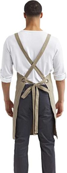 Khaki Cross Back Barista Apron with Pocket - RP129