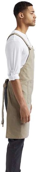 Khaki Cross Back Barista Apron with Pocket - RP129