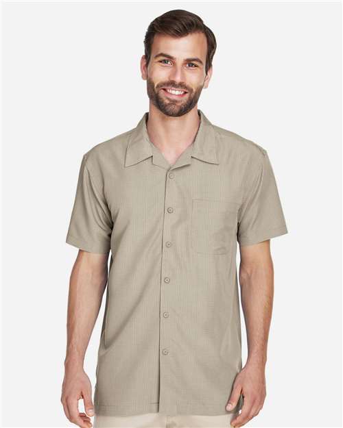 Khaki Men's Barbados Textured Camp Shirt - M560