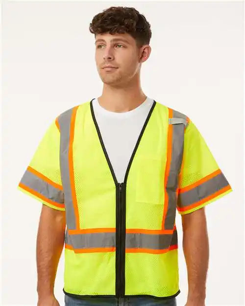 Kishigo 1565-1566 Class 3 Mesh Zippered Vest - Lime