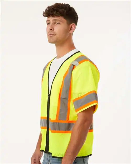Kishigo 1565-1566 Class 3 Mesh Zippered Vest - Lime