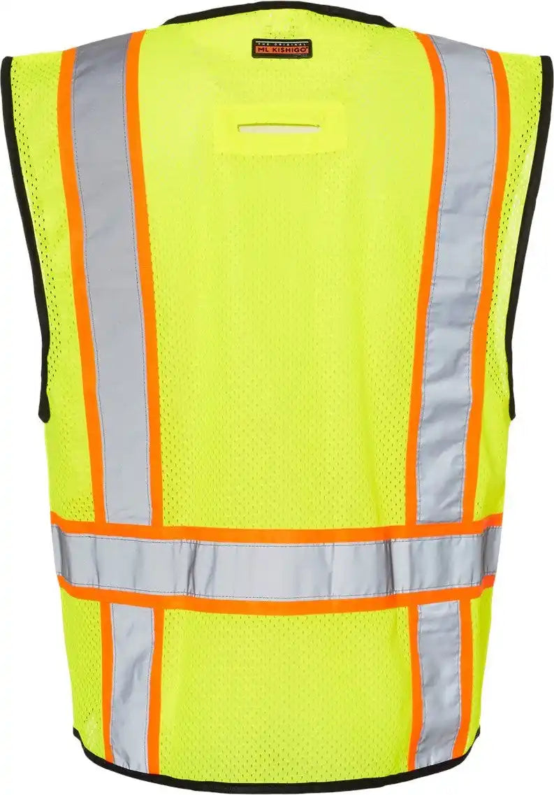 Kishigo 1580m 6 Pocket Contrast Class 2 Vest - 1580-1581 - Lime