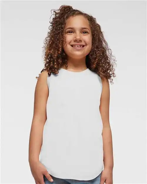 Lat 2692 Girls’ Relaxed Fine Jersey Tank - White