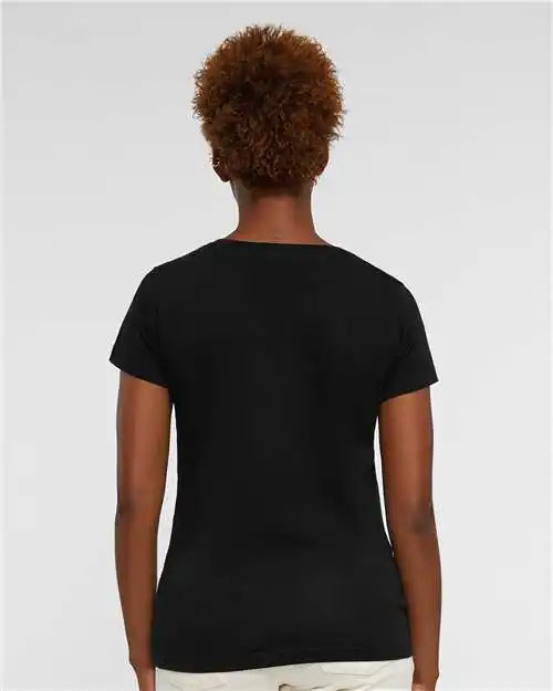 Lat 3507 Women’s Fine Jersey V-neck Tee - Black