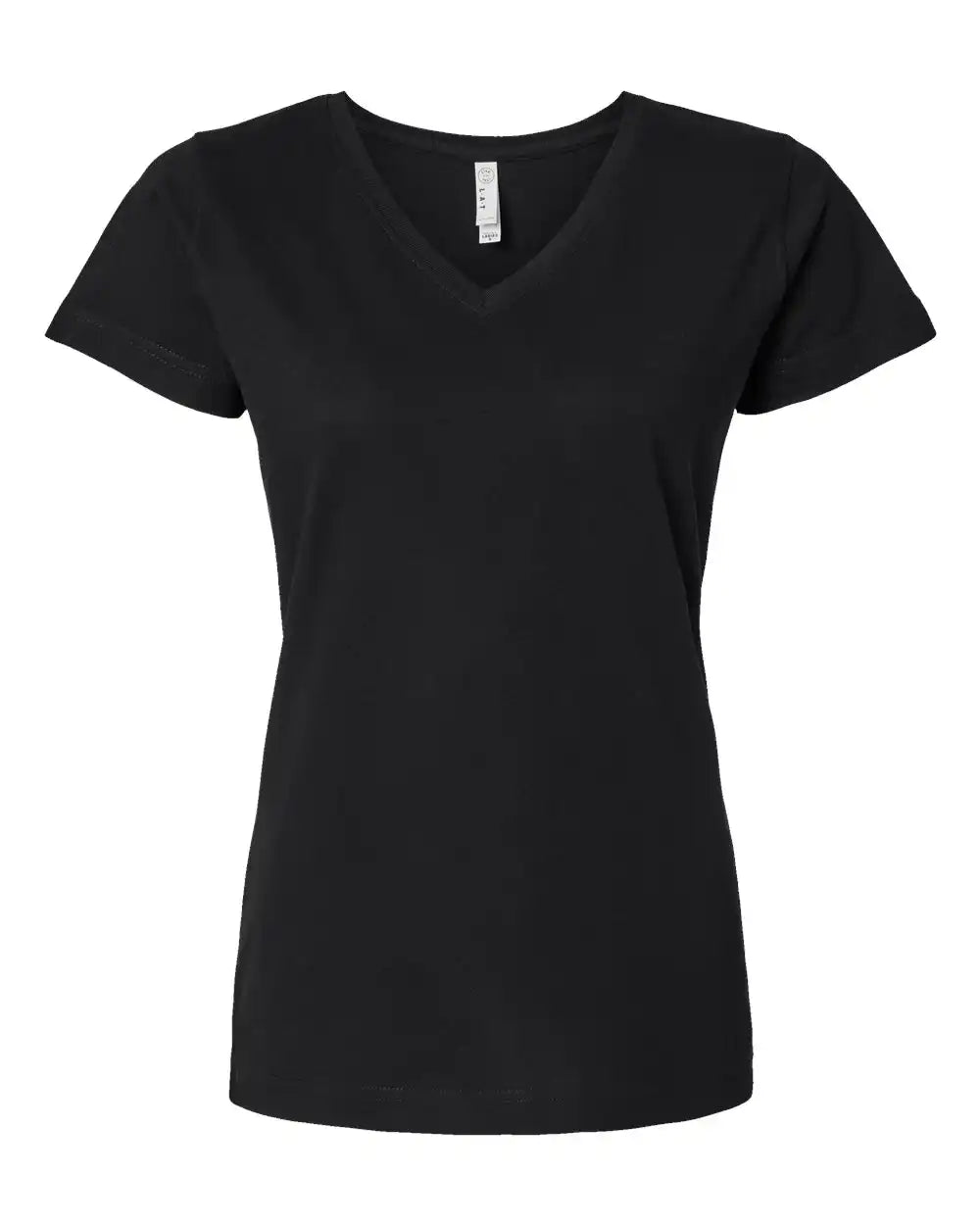 Lat 3507 Women’s Fine Jersey V-neck Tee - Black - Xs