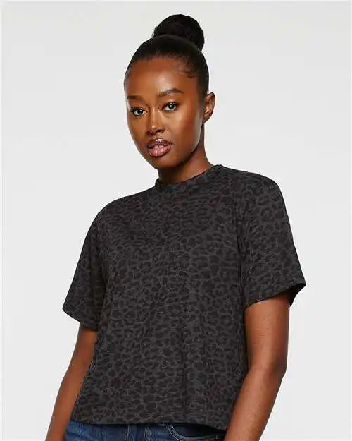 Lat 3518 Women’s Boxy Tee - Black Leopard