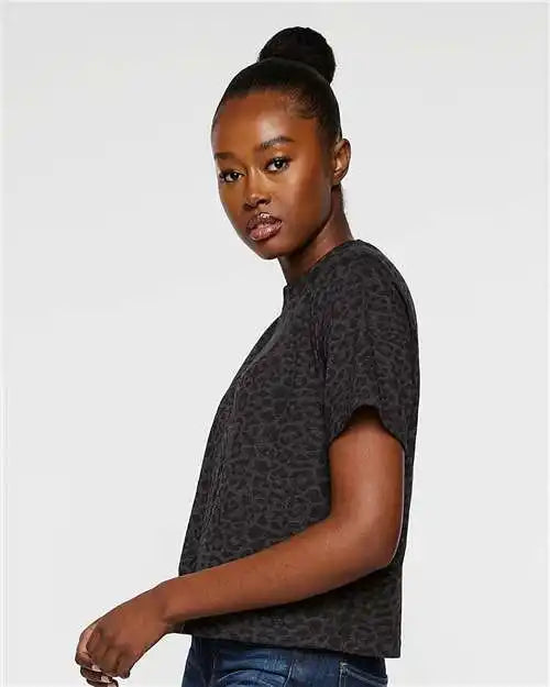 Lat 3518 Women’s Boxy Tee - Black Leopard