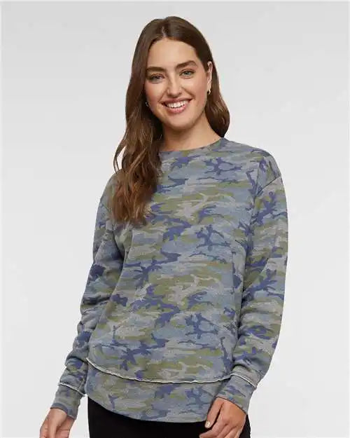 Lat 3525 Women’s Weekend Fleece Crewneck Sweatshirt - Vintage Camo