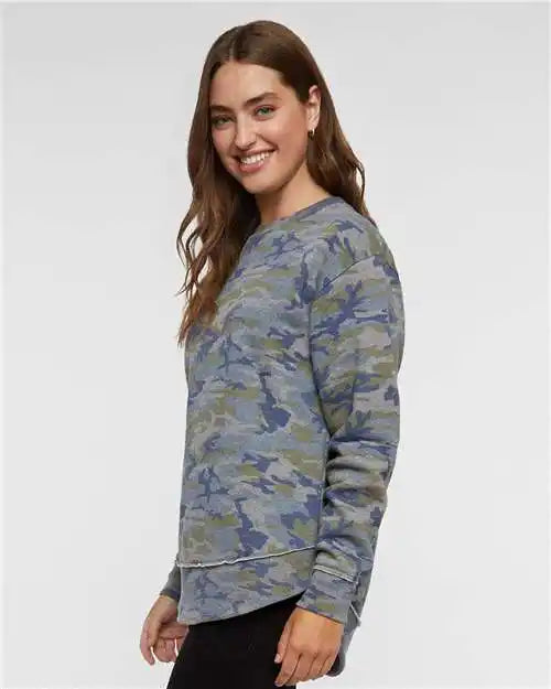 Lat 3525 Women’s Weekend Fleece Crewneck Sweatshirt - Vintage Camo