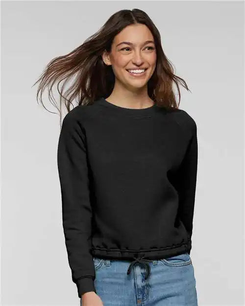 Lat 3528 Women’s Relaxed 3-end Boxy Fleece Crewneck Sweatshirt - Black