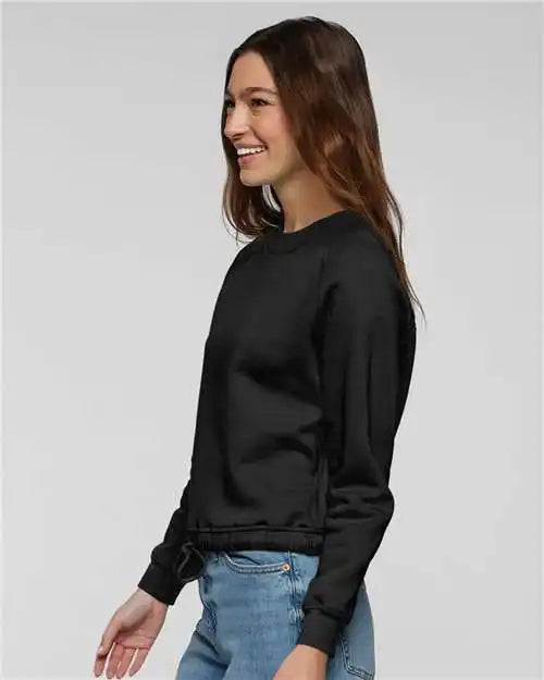 Lat 3528 Women’s Relaxed 3-end Boxy Fleece Crewneck Sweatshirt - Black