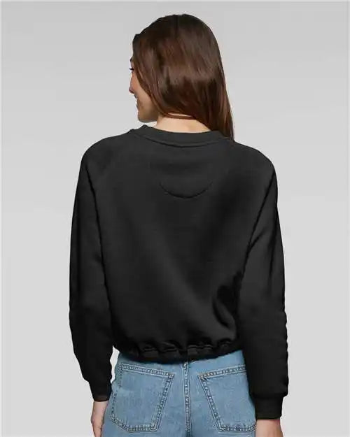 Lat 3528 Women’s Relaxed 3-end Boxy Fleece Crewneck Sweatshirt - Black