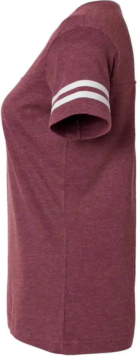 Lat 3537 Women’s Football V-neck Fine Jersey Tee - Vintage Burgundy White