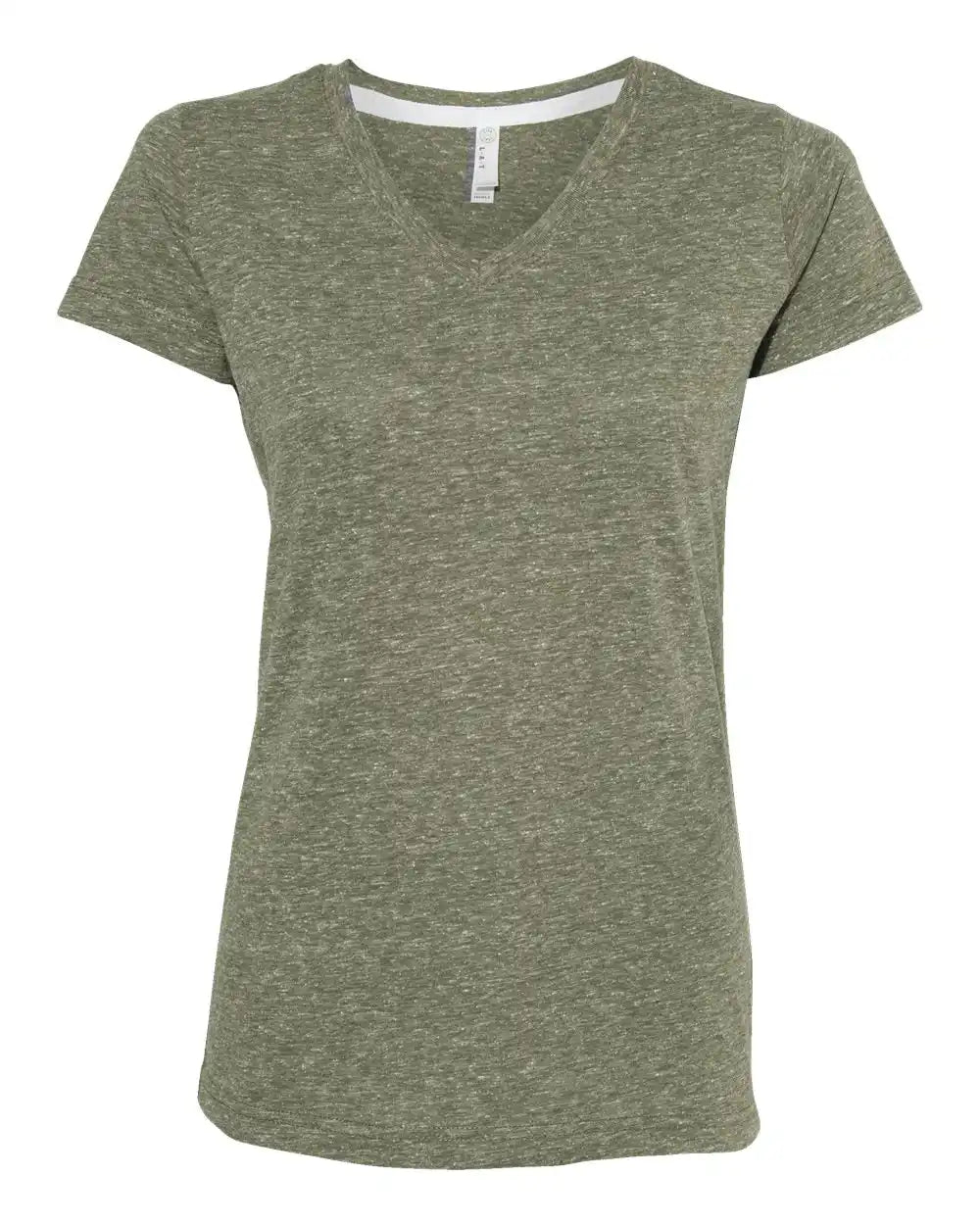 Lat 3591 Women’s Harborside Mélange V-neck Tee - Military Green Melange - s