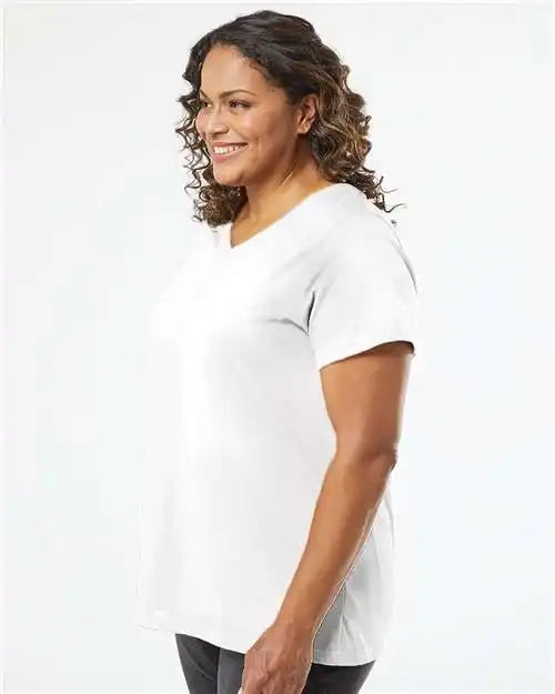 Lat 3817 Curvy Collection Women’s Fine Jersey V-neck Tee - Blended White
