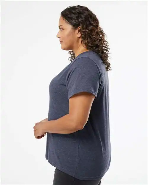 Lat 3817 Curvy Collection Women’s Fine Jersey V-neck Tee - Vintage Denim