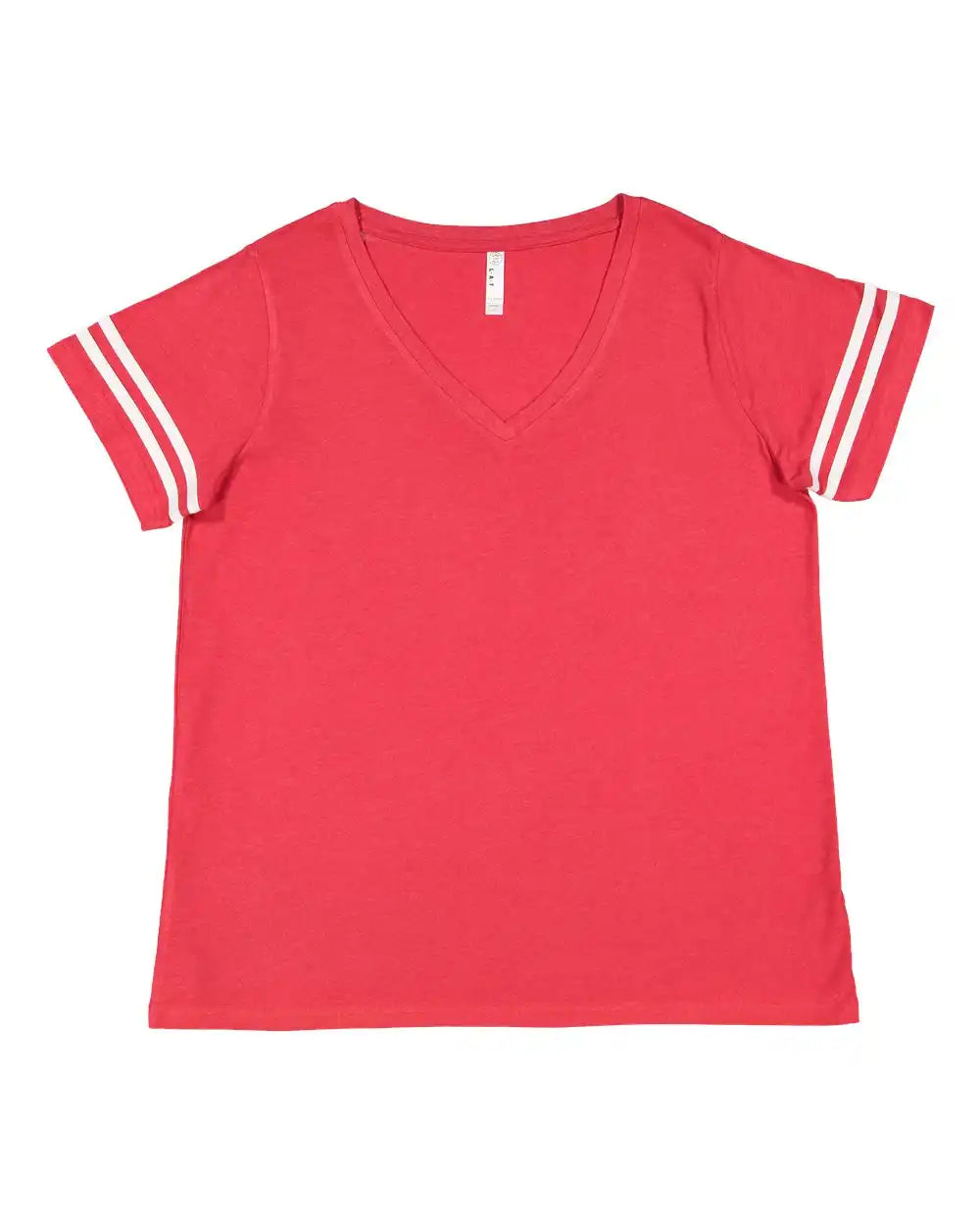 Lat 3837 Curvy Collection Women’s Vintage Football T-shirt - Red White - Red/ / 1 - 14/16