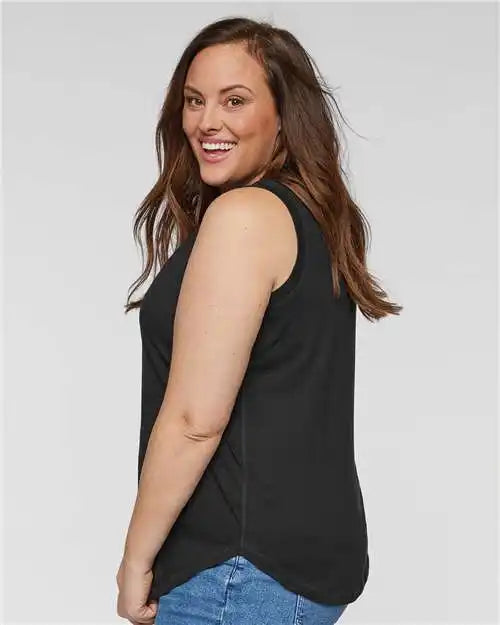 Lat 3892 Women’s Curvy Relaxed Fine Jersey Tank - Black