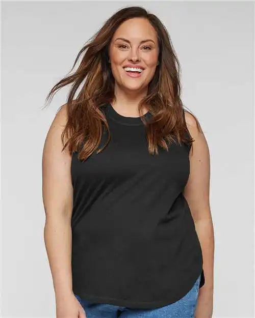 Lat 3892 Women’s Curvy Relaxed Fine Jersey Tank - Black