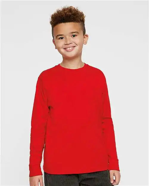 Lat 6201l Youth Fine Jersey Long Sleeve Tee - 6201 - Red