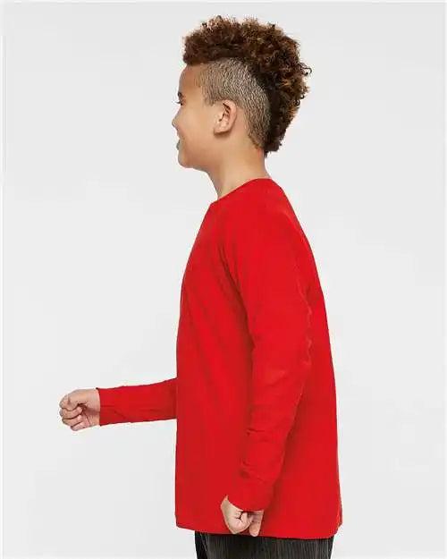 Lat 6201l Youth Fine Jersey Long Sleeve Tee - 6201 - Red