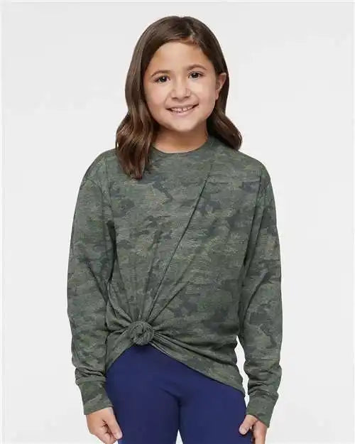 Lat 6201l Youth Fine Jersey Long Sleeve Tee - 6201 - Vintage Camo